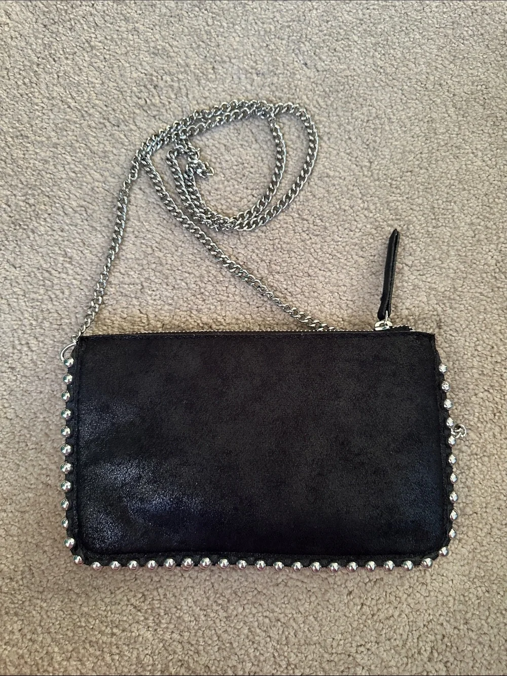 Zara Black Chain Crossbody Clutch with Stud Trim - Picture 3 of 10